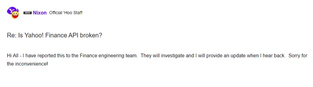 Yahoo Finance API Down